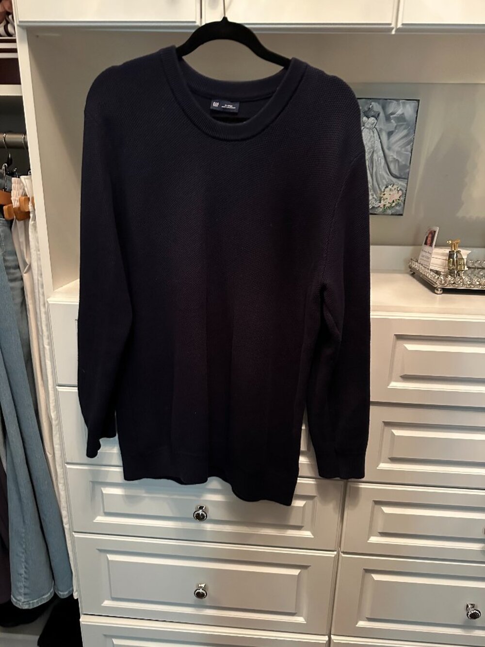 Gap Men's Sweater Navy Blue Textured Size XL